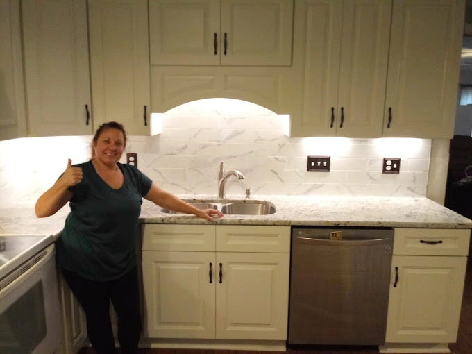 White custom cabinets with beautiful white countertop in North Carolina